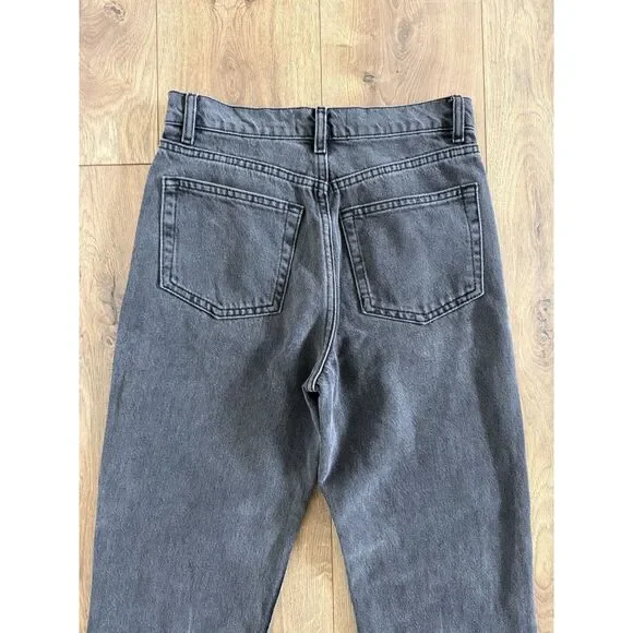 REFORMATION JEANS 26 black Cynthia High Rise Straight long Jean Faded - Picture 5 of 13